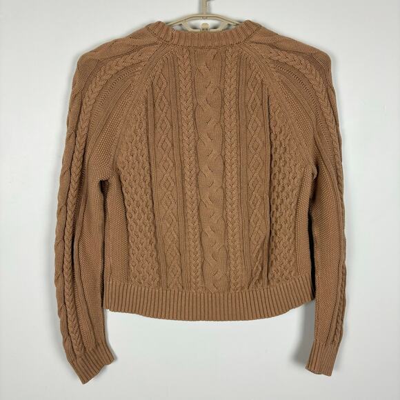 GAP Medium TALL Classic Cable-Knit Sweater Camel tan brown fisherman preppy - Picture 2 of 8
